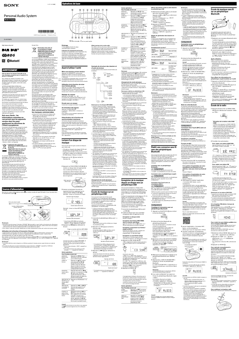 Imagen de la primera página del manual del dispositivo ZS-RS70BT