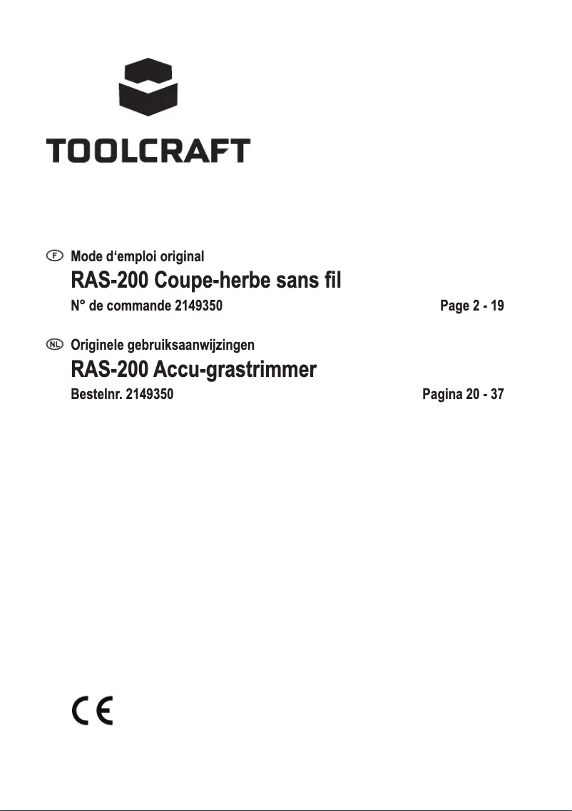 Page 1 de la notice Manuel utilisateur Toolcraft RAS-200