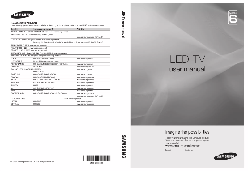 Page n°1 - Manuel utilisateur Samsung UE55C6745SS