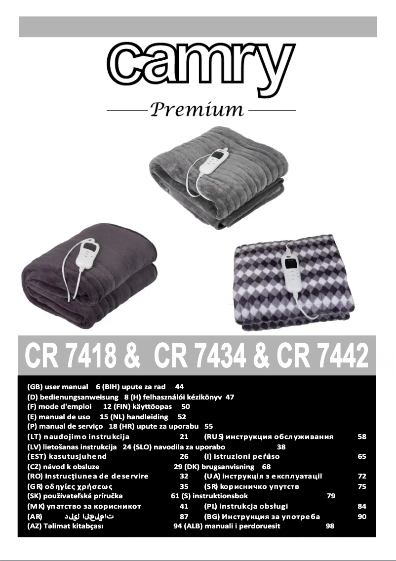 Page 1 de la notice Manuel utilisateur Camry CR 7442