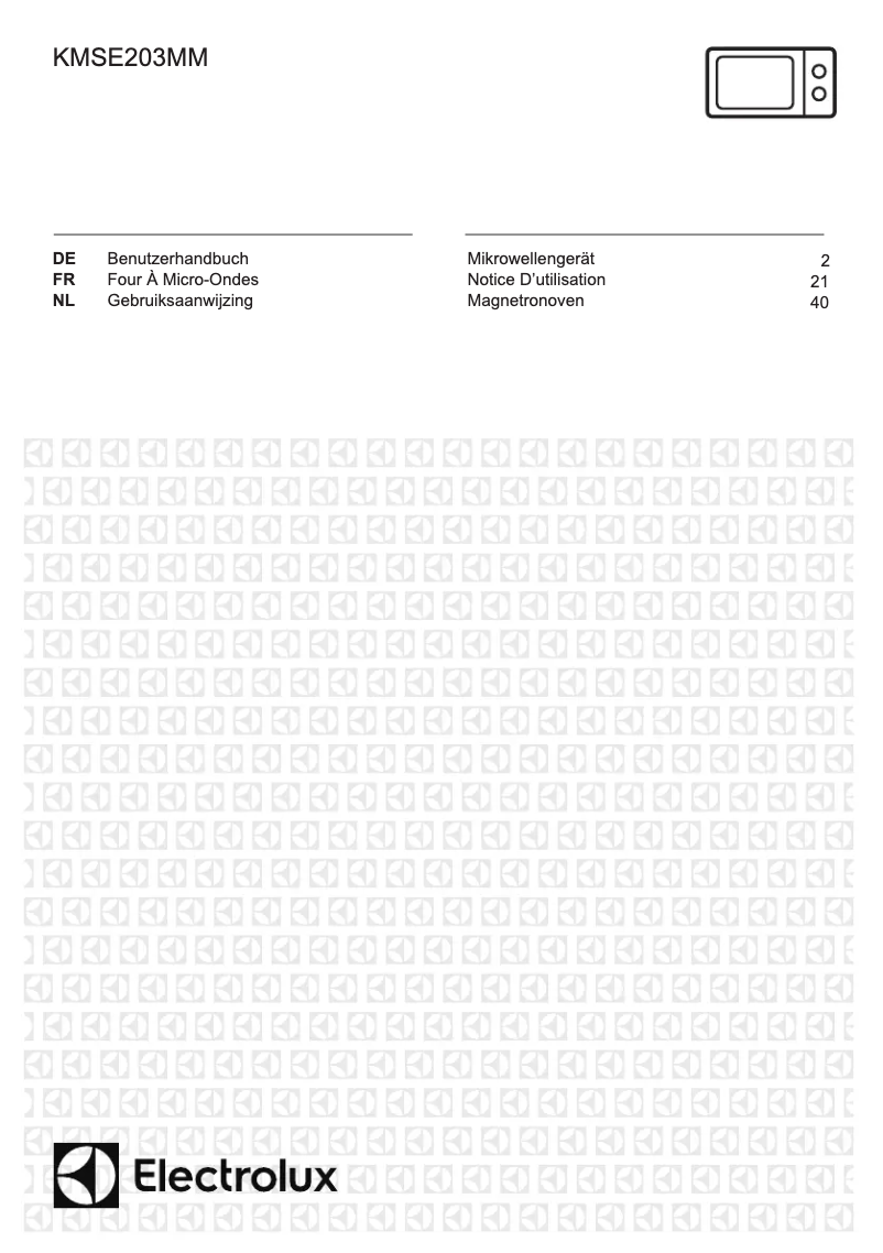 Page 1 de la notice Manuel utilisateur Electrolux KMSE203MMX