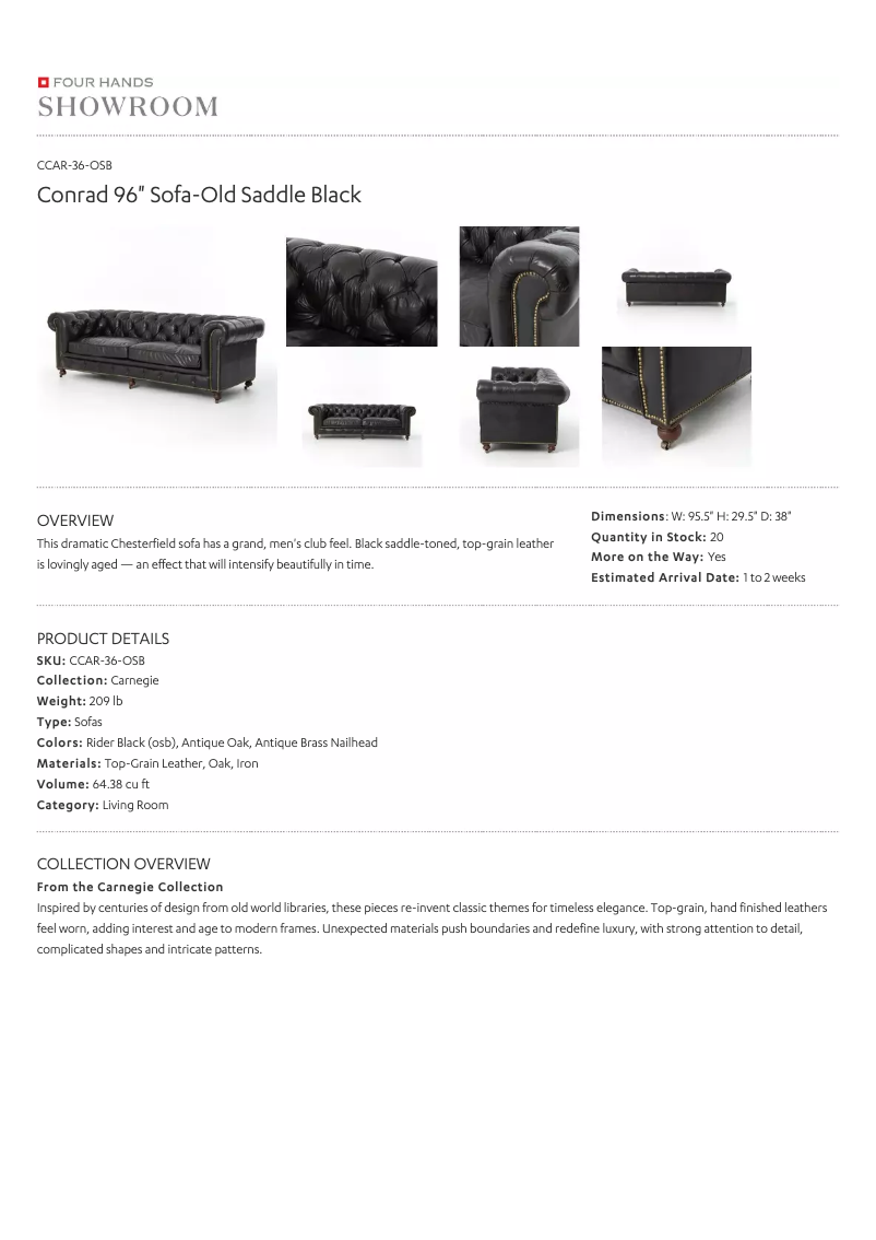 Page 1 de la notice Manuel utilisateur Four Hands CCAR-36-OSB