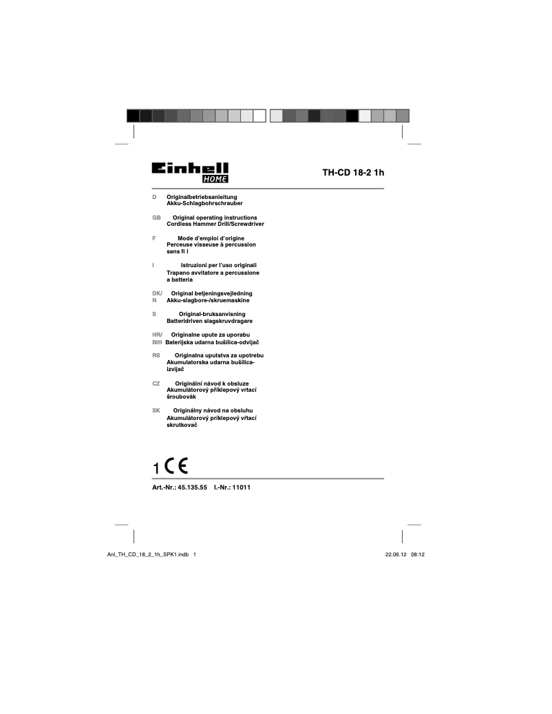 Page n°1 - Manuel utilisateur Einhell TC-CD 18-2 1h