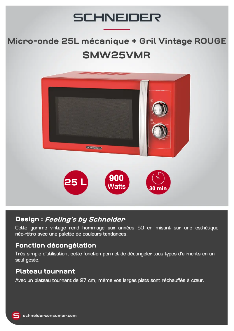Page 1 de la notice Fiche technique Schneider SMW25VMR