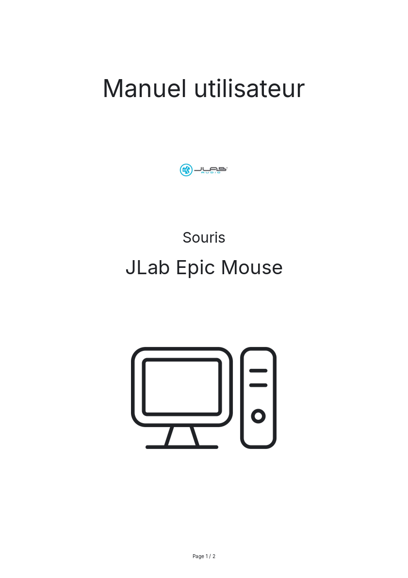Page n°1 - Manuel utilisateur JLab Epic Mouse