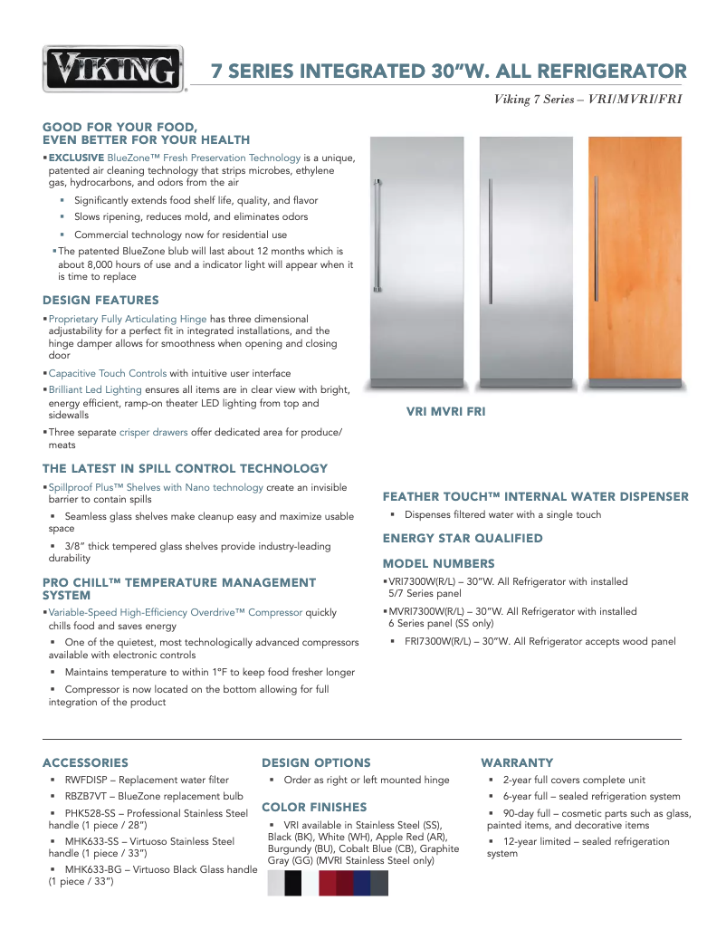 Image de la première page du manuel de l'appareil VRI7300WRSS