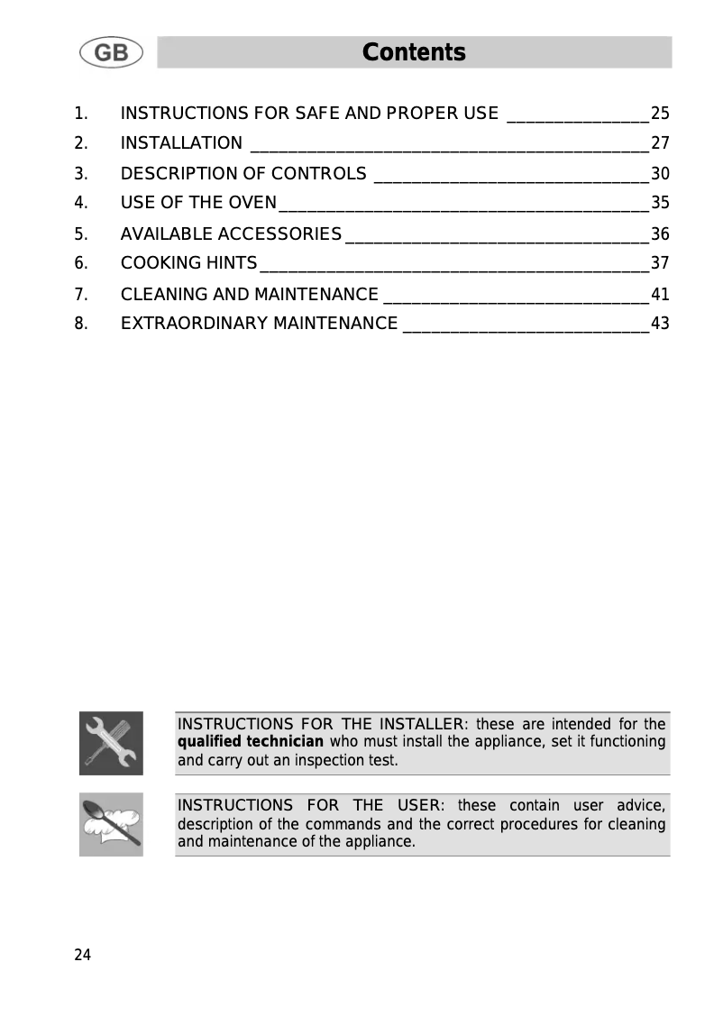 Page n°1 - Manuel utilisateur Smeg F 166