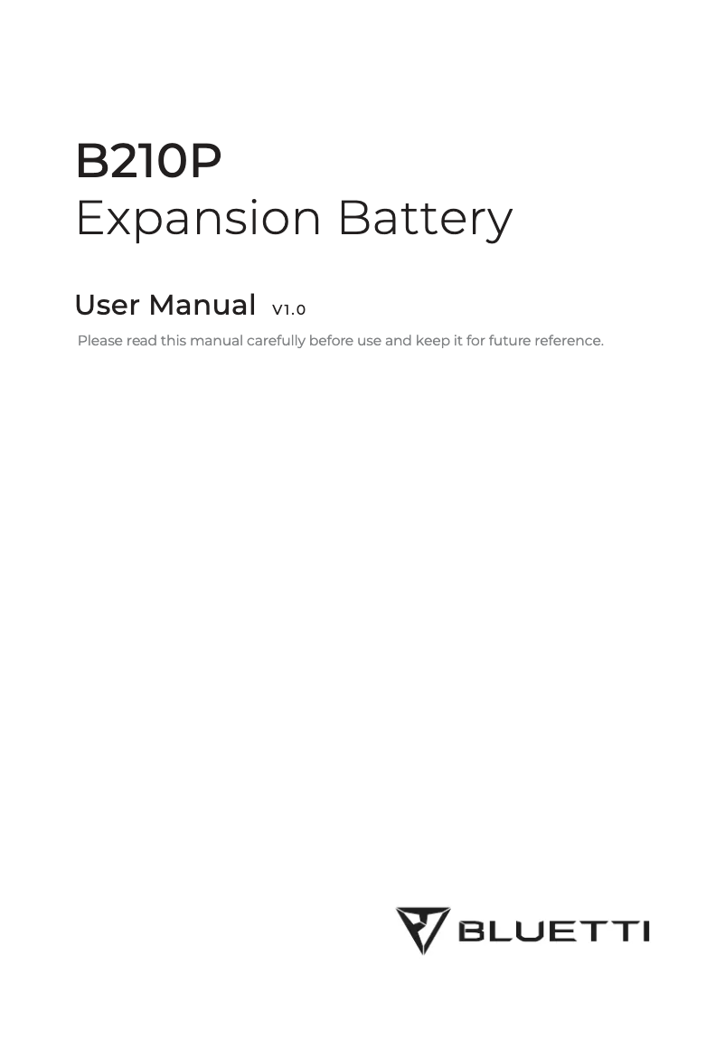 Page n°1 - Manuel utilisateur Bluetti B210P