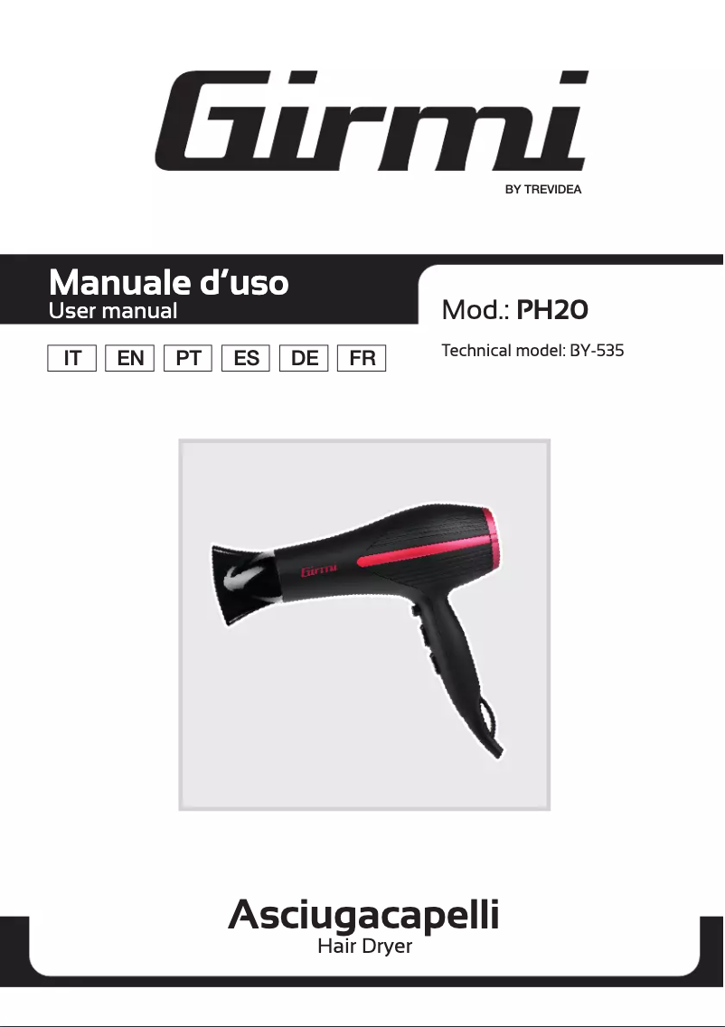 Page 1 de la notice Manuel utilisateur Girmi PH20