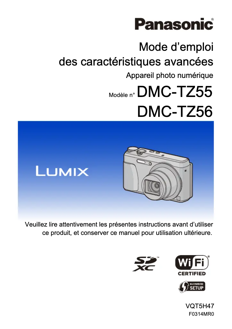 Page 1 de la notice Manuel utilisateur Panasonic Lumix DMC-TZ56