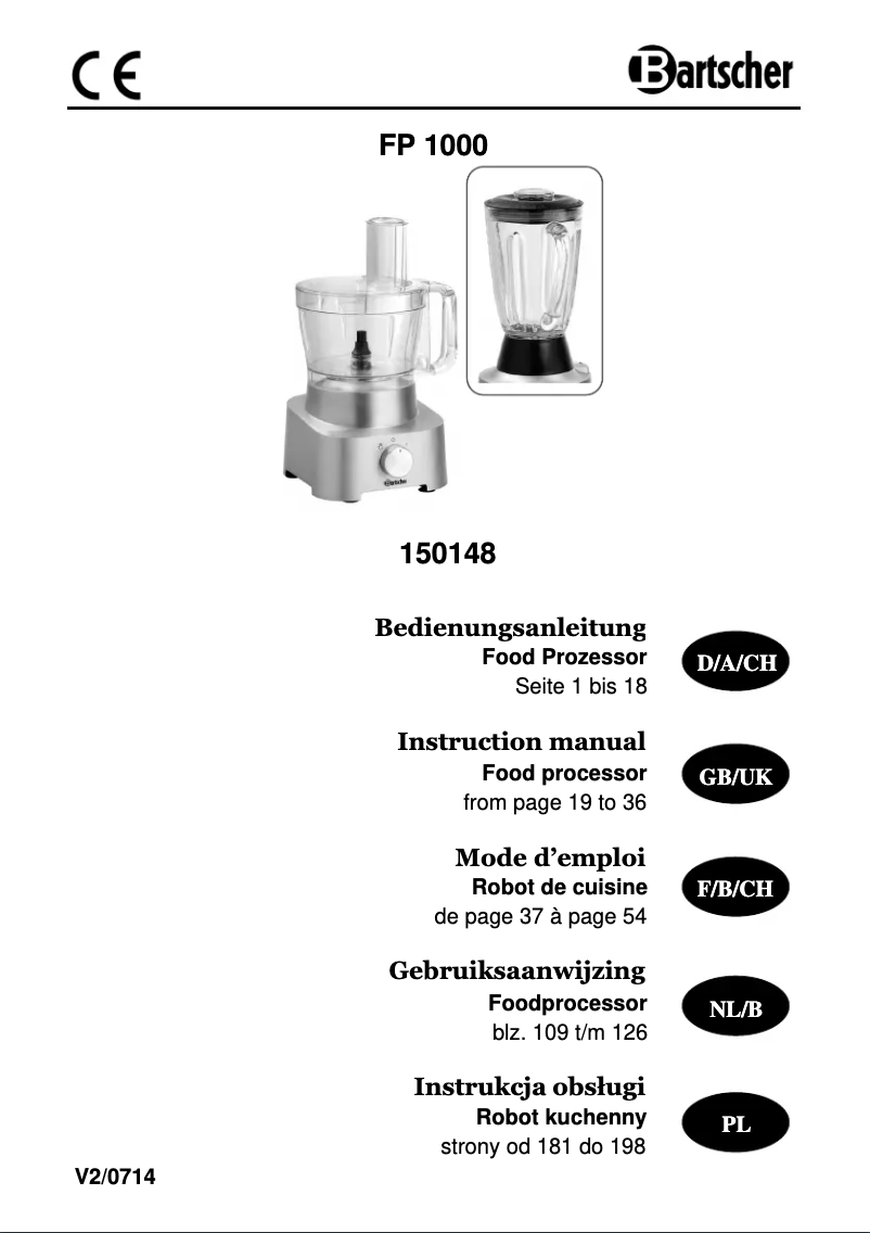 Page 1 de la notice Fiche technique Bartscher 150148