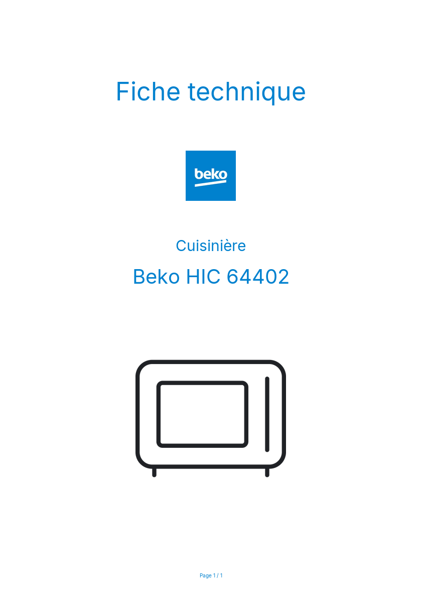 Image de la première page du manuel de l'appareil HIC 64402
