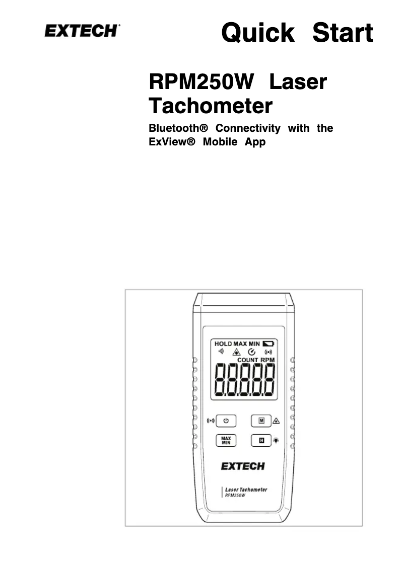 Page n°1 - Guide de démarrage rapide Extech RPM250W