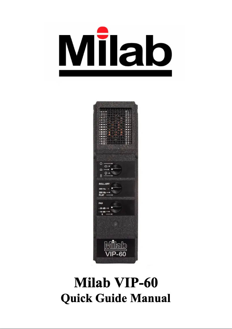 Page n°1 - Manuel utilisateur MILAB VIP-60