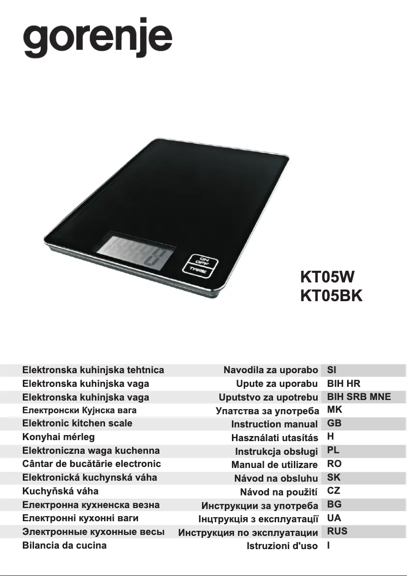 Page 1 de la notice Manuel utilisateur Gorenje KT05W