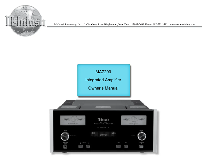 Page 1 de la notice Manuel utilisateur McIntosh MA7200