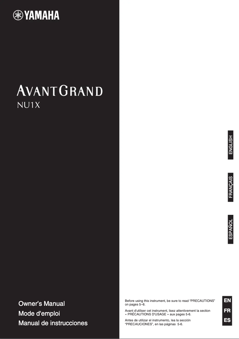 Image de la première page du manuel de l'appareil AvantGrand NU1X