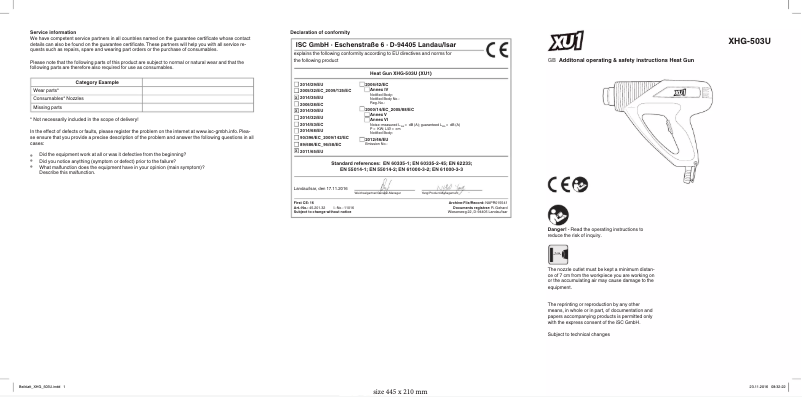 Página 1 del manual Manual de usuario XU1 XHG-503U