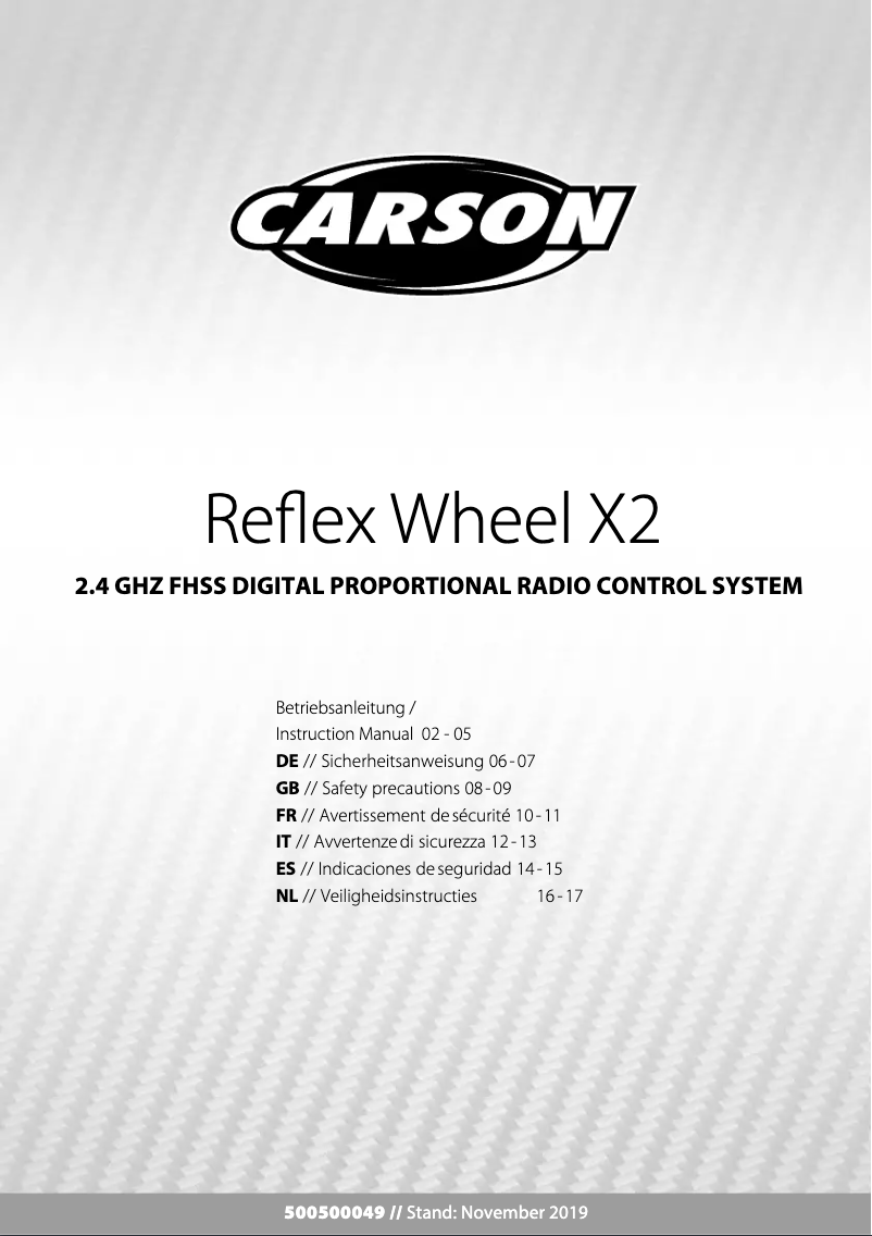 Page 1 de la notice Manuel utilisateur Carson Reflex Wheel X2