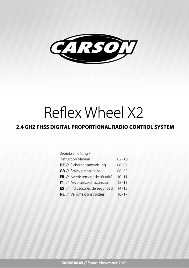 Image de la première page du manuel de l'appareil Reflex Wheel X2