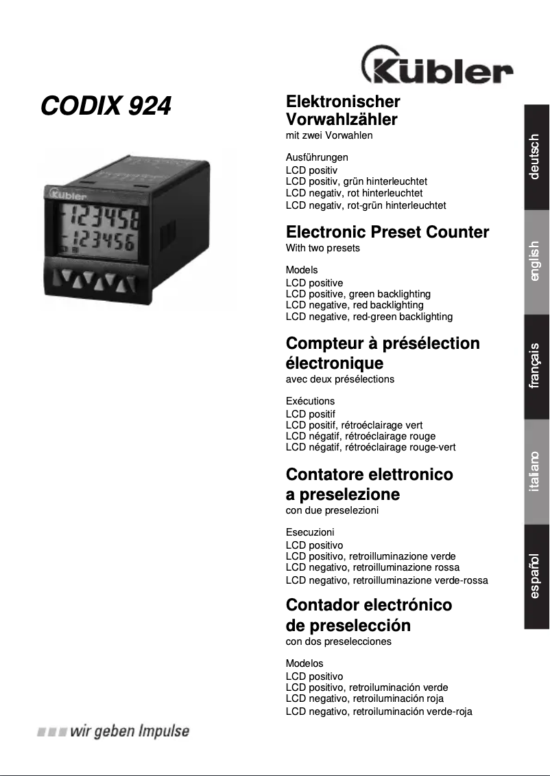 Image de la première page du manuel de l'appareil CODIX 924