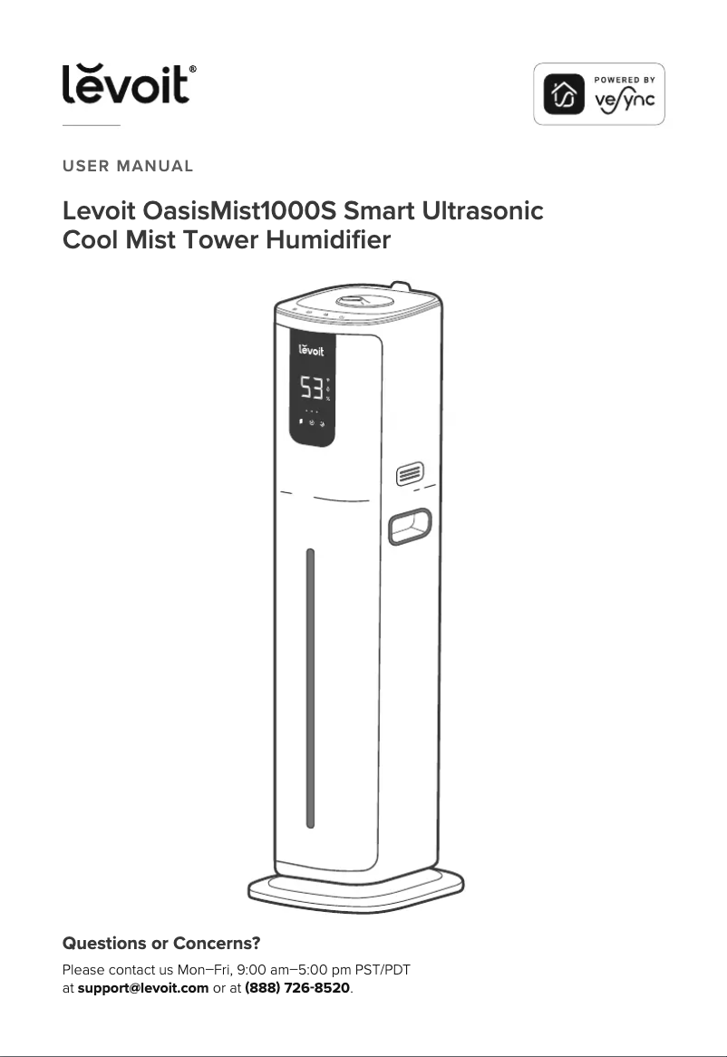 Image de la première page du manuel de l'appareil OasisMist1000S LUH-M101S-WUS