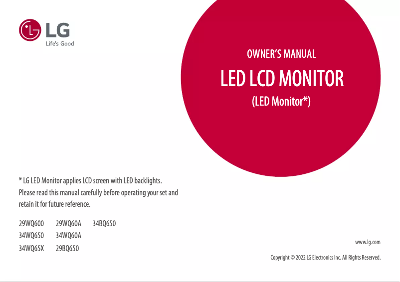 Page n°1 - Manuel utilisateur LG 34BQ650