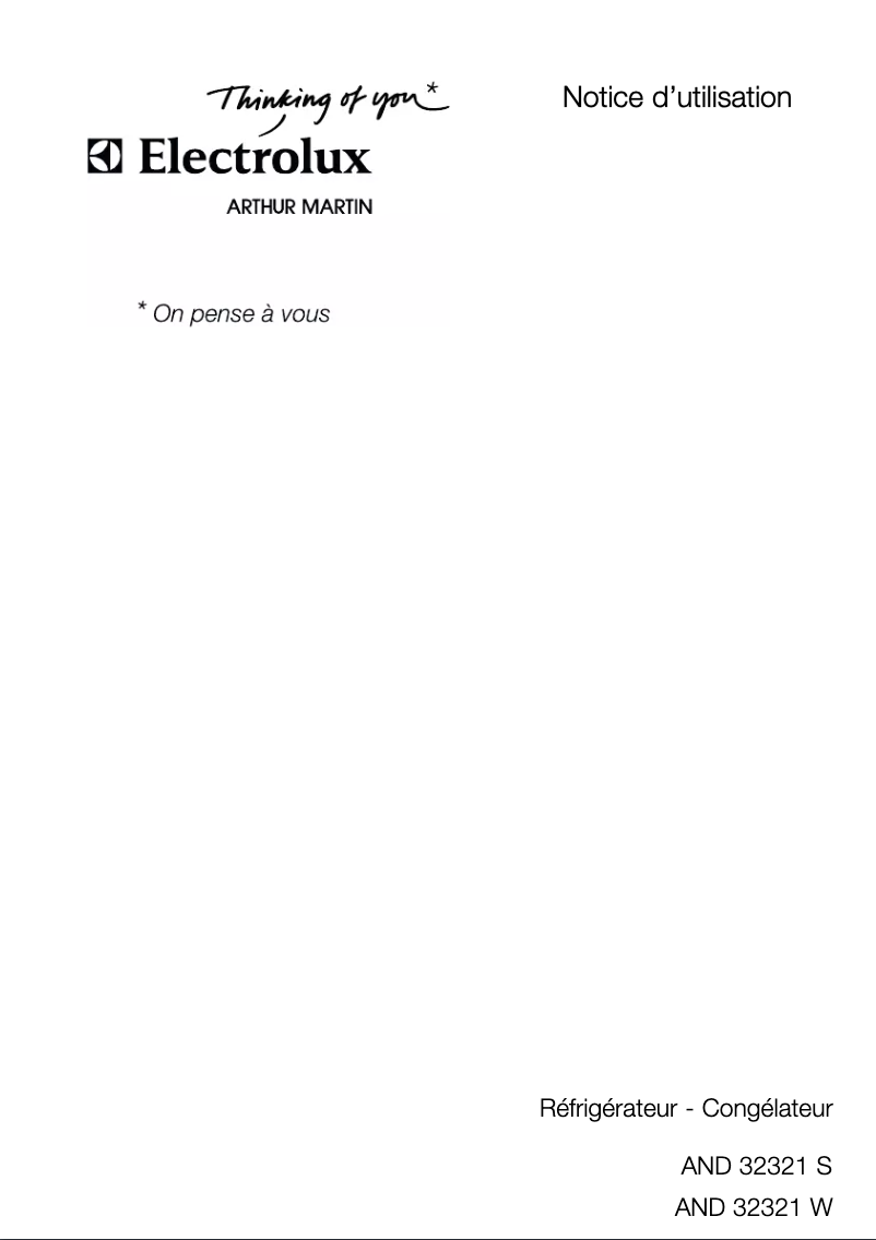 Page 1 de la notice Manuel utilisateur Arthur Martin-Electrolux AND32321W