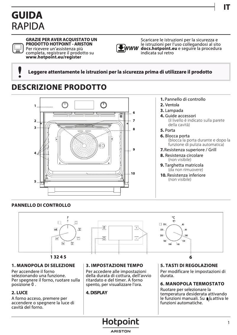 Page n°1 - Manuel d'utilisation et d'entretien Hotpoint FA2 540 P BL HA