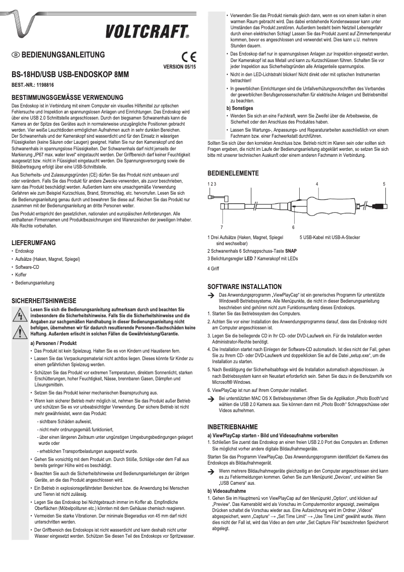 Page 1 de la notice Manuel utilisateur Voltcraft BS-18HD/USB