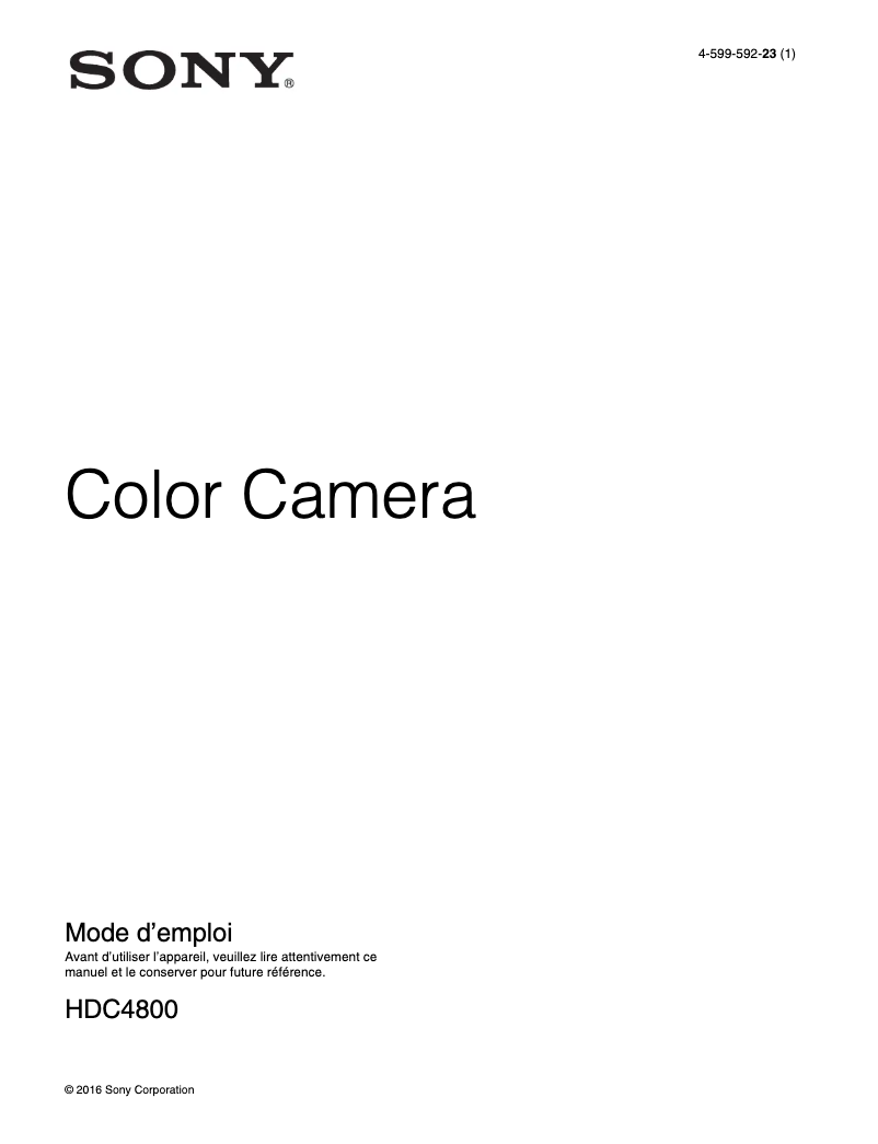 Page 1 de la notice Manuel utilisateur Sony HDC-4800