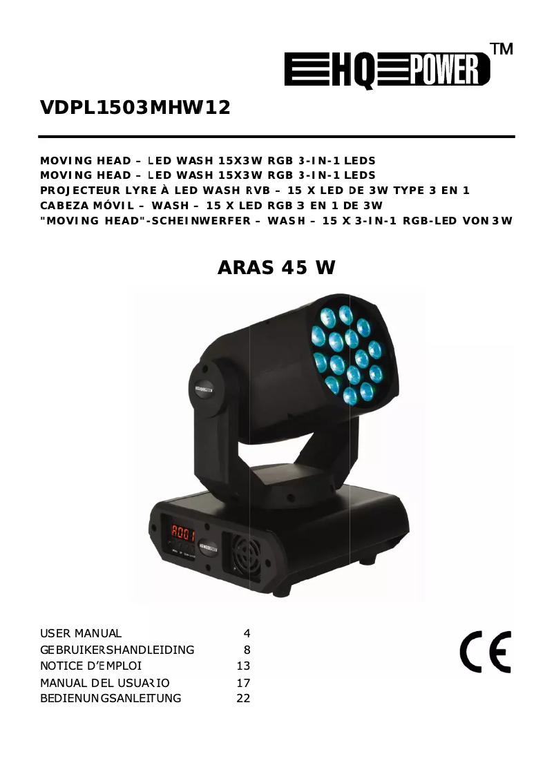 Page 1 de la notice Manuel utilisateur HQ Power Aras 45W
