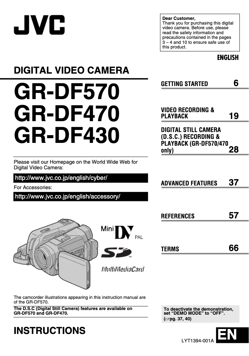 Page 1 de la notice Manuel utilisateur JVC GR-DF570
