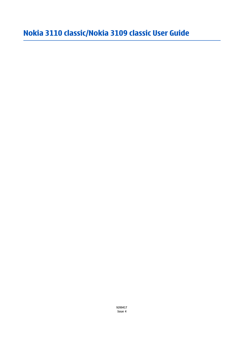 Page 1 de la notice Manuel utilisateur Nokia 3110 Classic