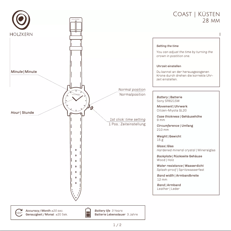 Page 1 de la notice Manuel utilisateur Holzkern Big Sur