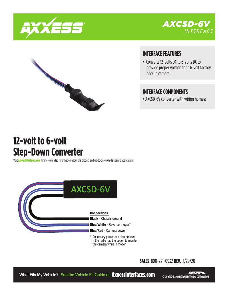 Page 1 of the manual Technical Sheet AXESS AXCSD-6V