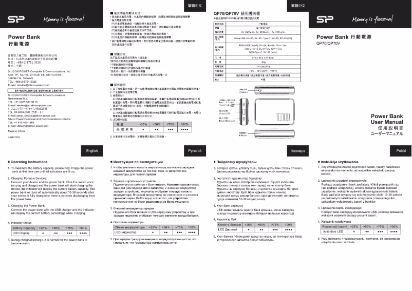 Page 1 de la notice Manuel utilisateur Silicon Power QP70