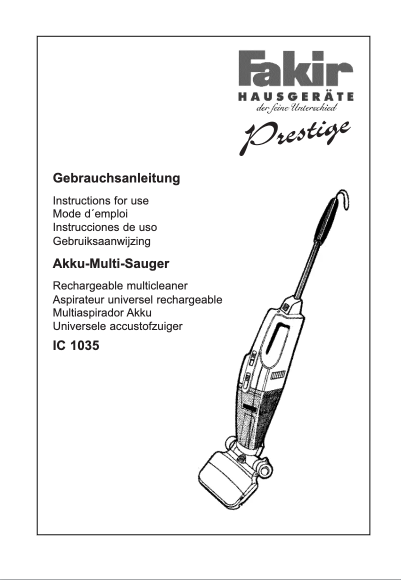Página 1 del manual Manual de usuario Fakir IC 1035