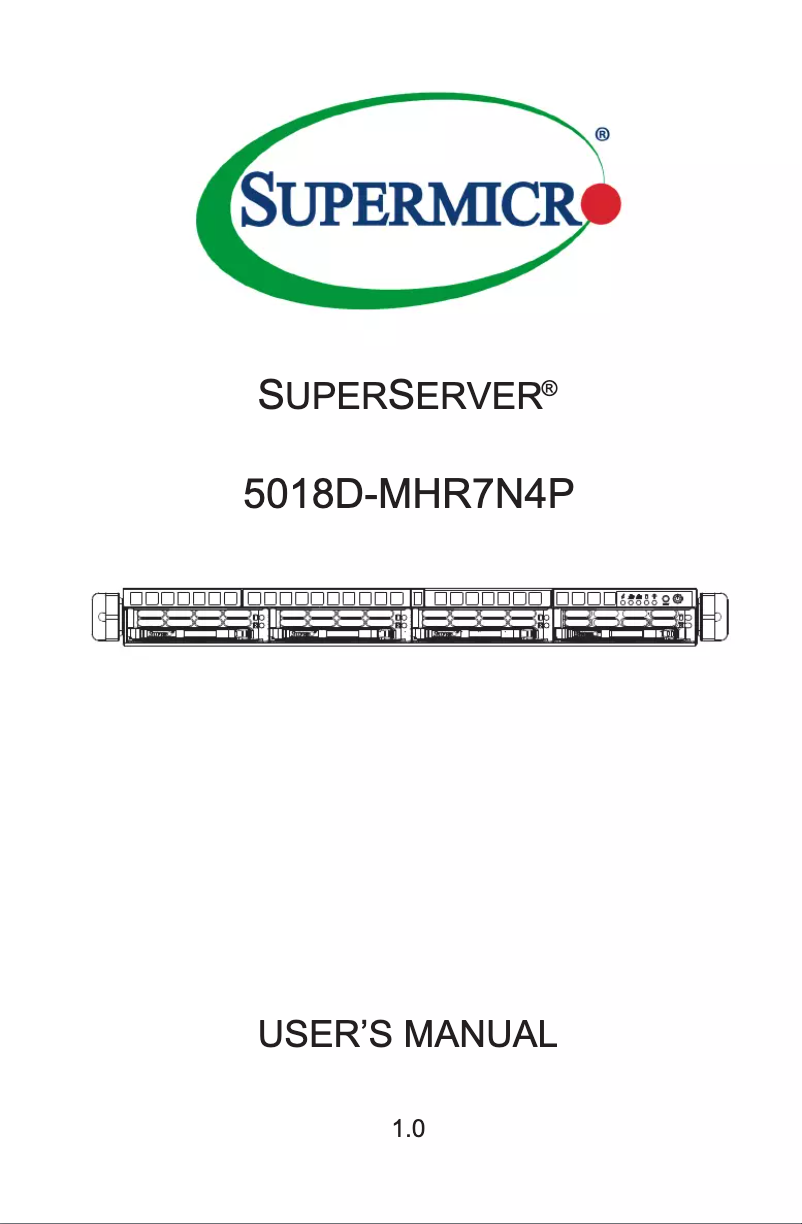 Page 1 de la notice Manuel utilisateur Supermicro SuperServer 5018D-MHR7N4P