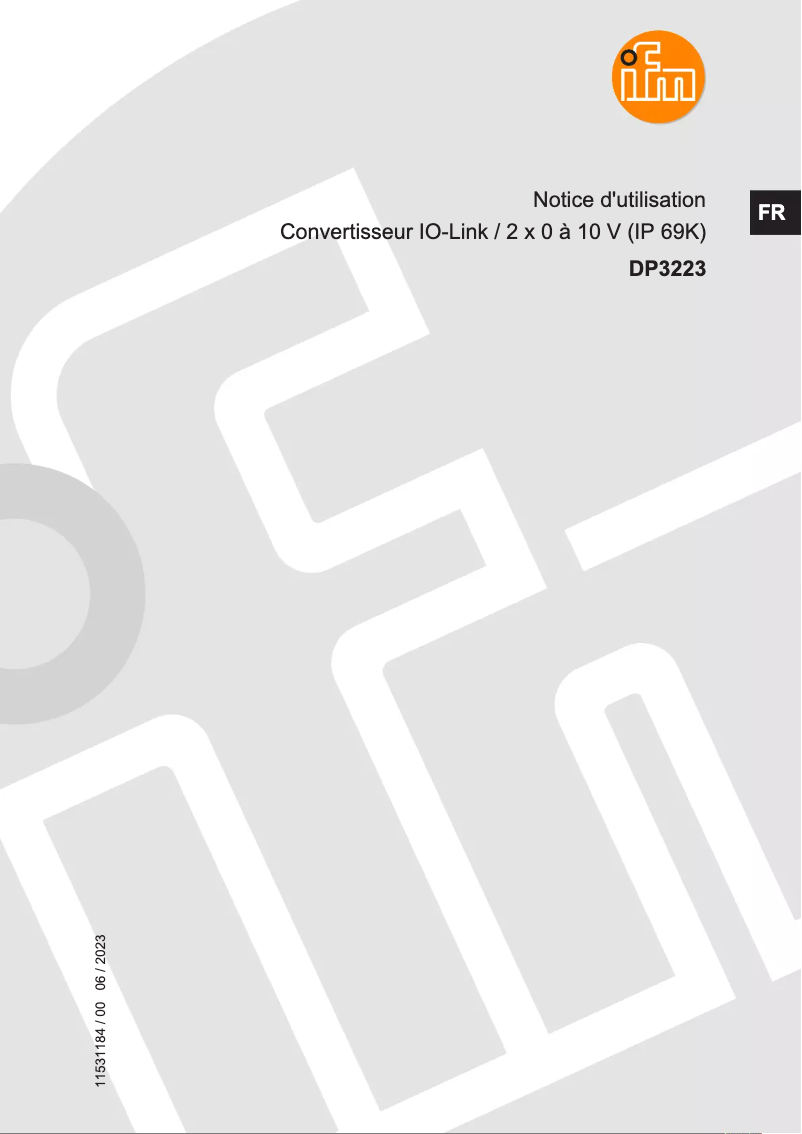 Page n°1 - Manuel utilisateur IFM DP3223