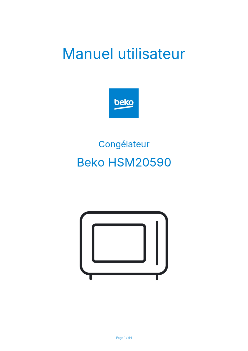 Image de la première page du manuel de l'appareil HSM20590