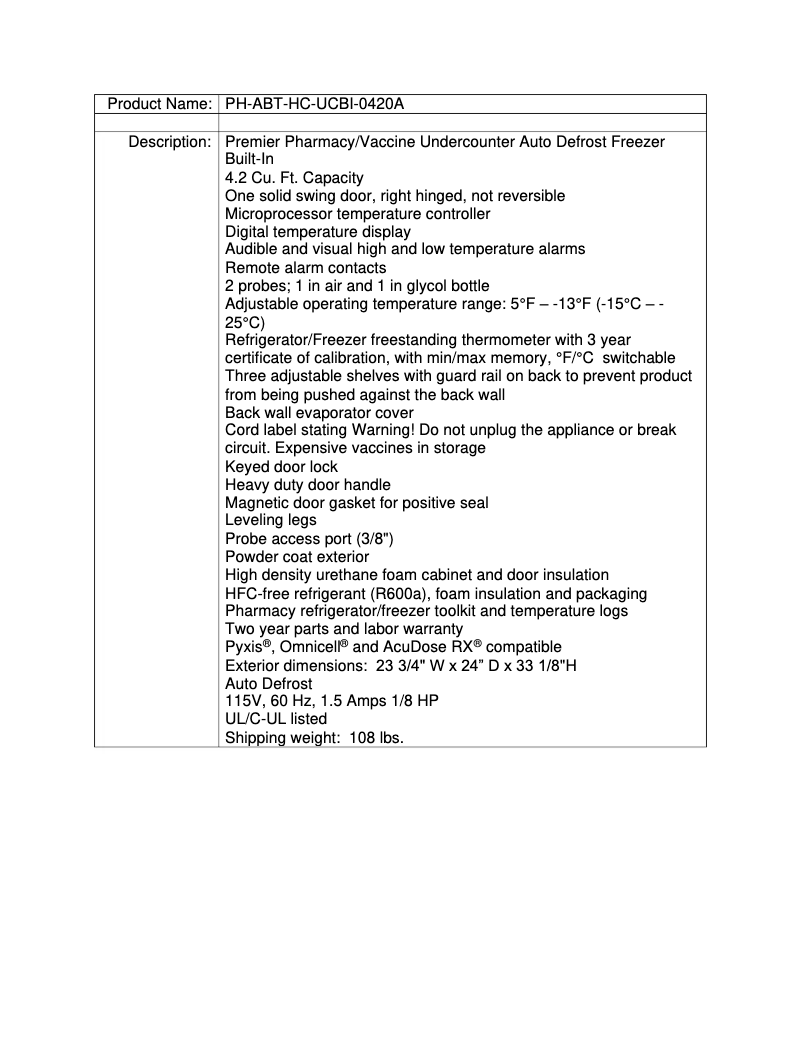 Page 1 de la notice Manuel utilisateur American BioTech Supply PH-ABT-HC-UCBI-0420A