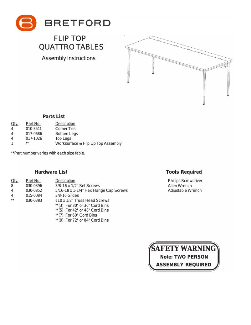 Page n°1 - Manuel utilisateur Bretford Quattro Voltea QFT3648-GMQ