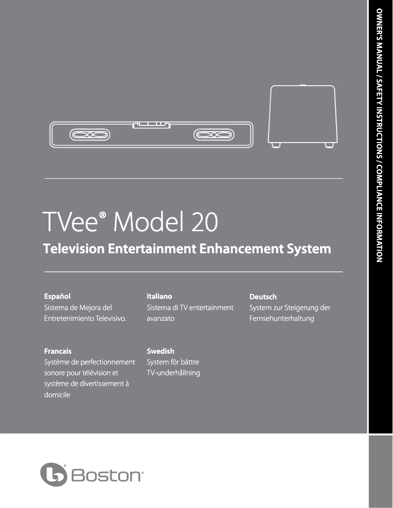 Page 1 de la notice Manuel utilisateur Boston Acoustics TVee 20