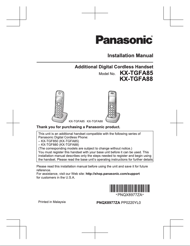 Página 1 del manual Manual de usuario Panasonic KX-TGFA85