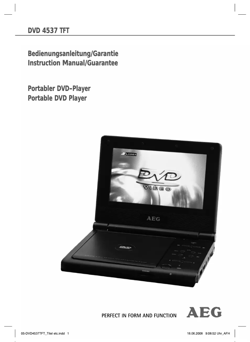 Image de la première page du manuel de l'appareil DVD 4537 TFT