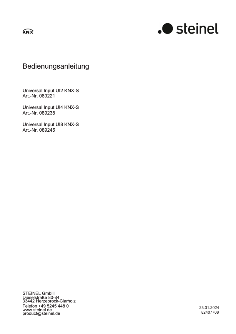 Image de la première page du manuel de l'appareil UI8 KNX