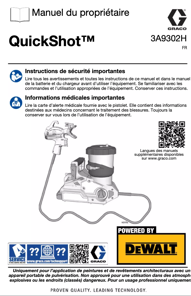 Page 1 de la notice Manuel utilisateur Graco Ultra QuickShot 20B473