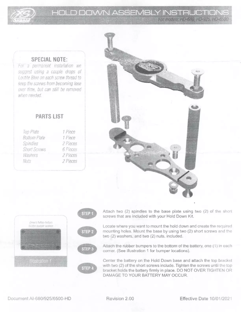 Page n°1 - Manuel utilisateur XS Power HD-925
