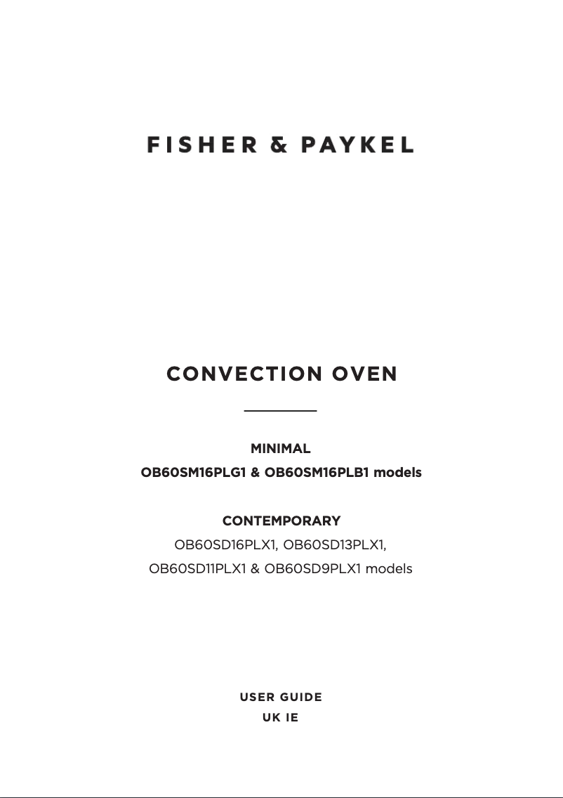 Page n°1 - Manuel utilisateur Fisher & Paykel OB60SD9PLX1
